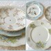 Alice Meets 3 Little Birds Vintage Tiered Light Blue China Stand for Cupcakes, Weddings, or Afternoon Tea
