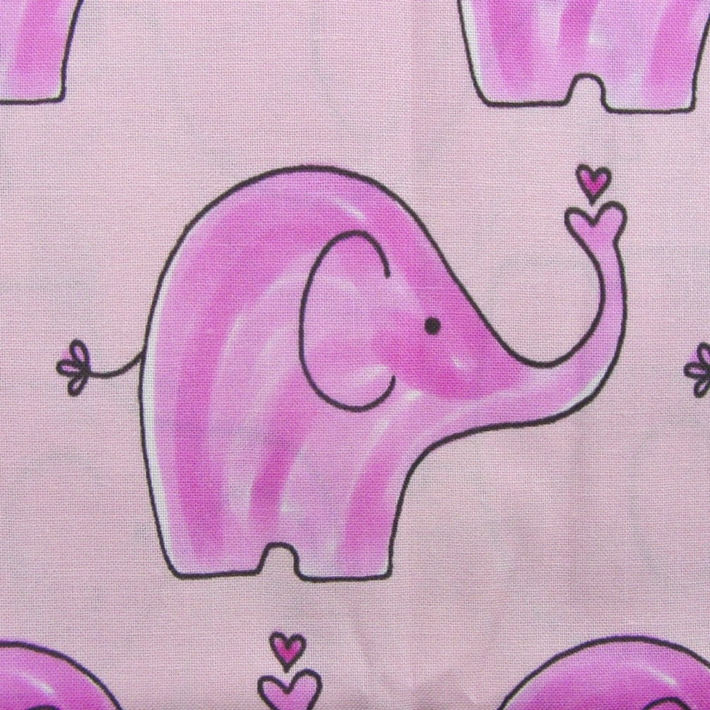 Sale - Pink Elephant Fabric - Spoonflower Cotton - Short Fat Quarter  19 X 18