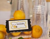 Bee Theme Menu Cards - Food Tents -  Place Cards - Food Signs - Birthday Party Decorations in Yellow & Black (6)