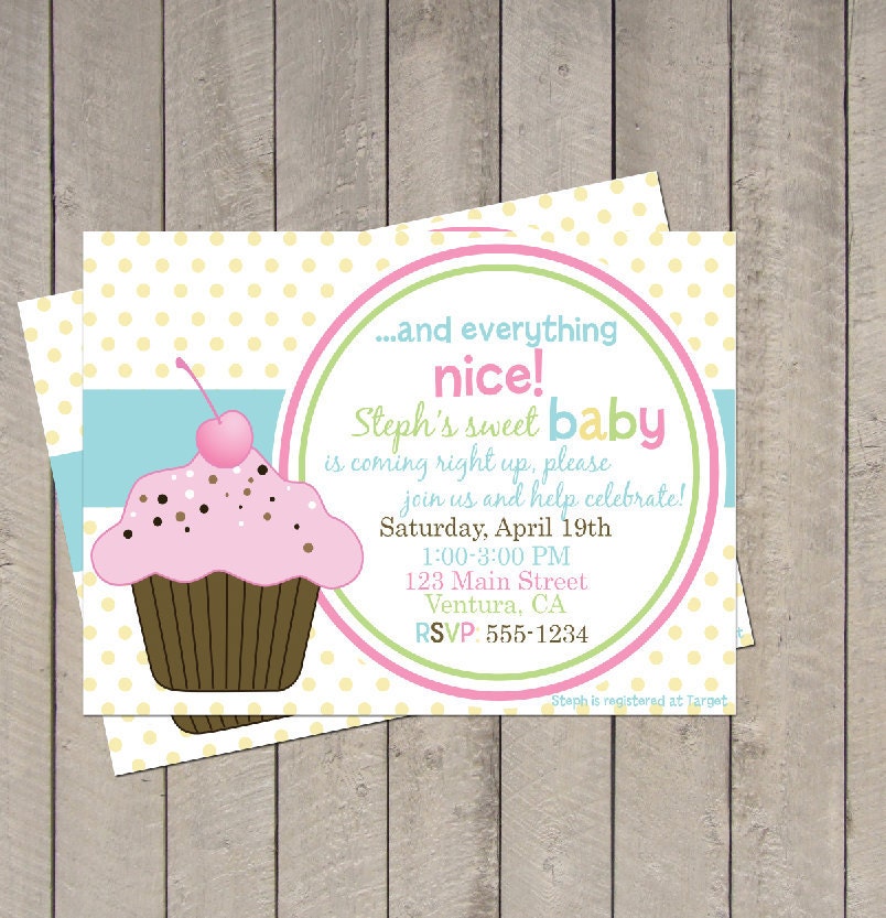 Sugar & Spice Baby Shower Invitation - Cupcake Party Supplies Invite - Digital Printable Invite Il_570xn
