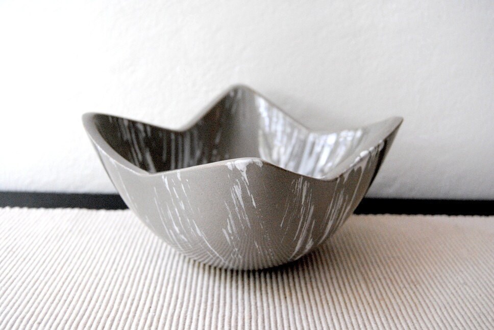 Small Grey Glaze Art Deco Pottery Bowl Planter