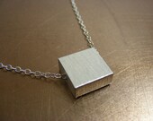 Brushed Square Sterling Silver Slide Necklace