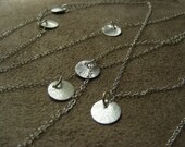 SALE  Sterling Silver Long Paillette Disc Necklace - Opera Necklace   SALE