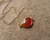 Warm Carnelian Oval Vermeil Bezel and 14kt Gold Filled Chain Necklace