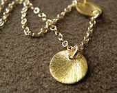 Brushed Vermeil Coins and 14kt Gold Filled Chain Bracelet Golden Discs