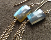 Faceted Labradorite and 14kt Gold Filled Tassel Earrings