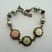 ENTIRE SHOP 25% OFF Sale- Romantic Bouquet of Flowers Bracelet in Antique Brass. Sage green, Blush, Ivory, Daisy, Pearl
