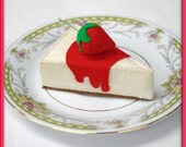 Wool Play Food - Strawberry Cheesecake - Waldorf Inspired Heirloom Quality Wool Felt Play Food