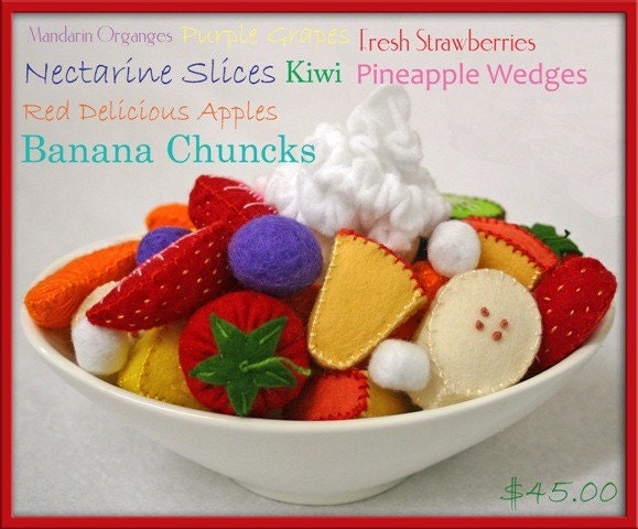 Wool Felt Play Food - Fruit Medley - Waldorf Inspired Accessory for Imaginative Play