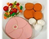 Natural Merino Wool Felt Play Food - Baked Ham Dinner - Waldorf Inspired Pretend Kitchen Accessory for Imaginative Play