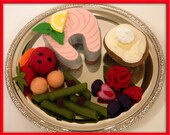 Wool Felt Salmon Steak Play Food - Waldorf Inspired Accessory Sets for Imaginative Play