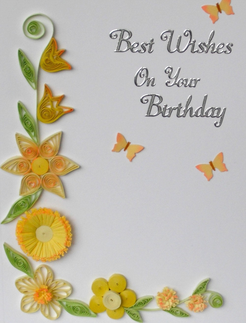 Paper quilling birthday card, quilled handmade greeting