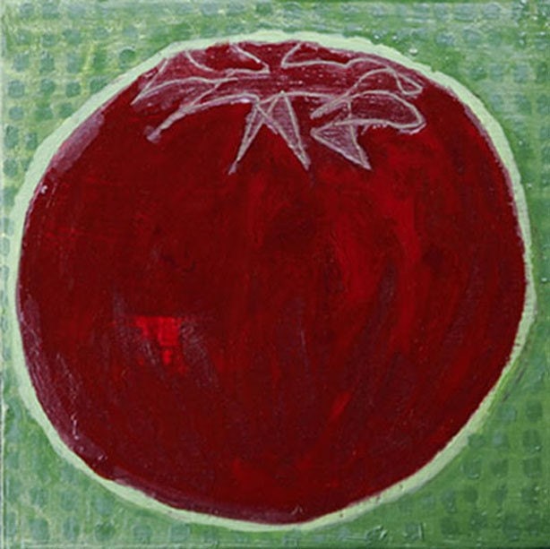 red tomato on green squares- limited edition print