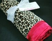 SALE - Baby Cheetah Red Satin Crib Blanket