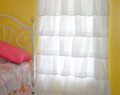 White Ruffled Linen Curtains