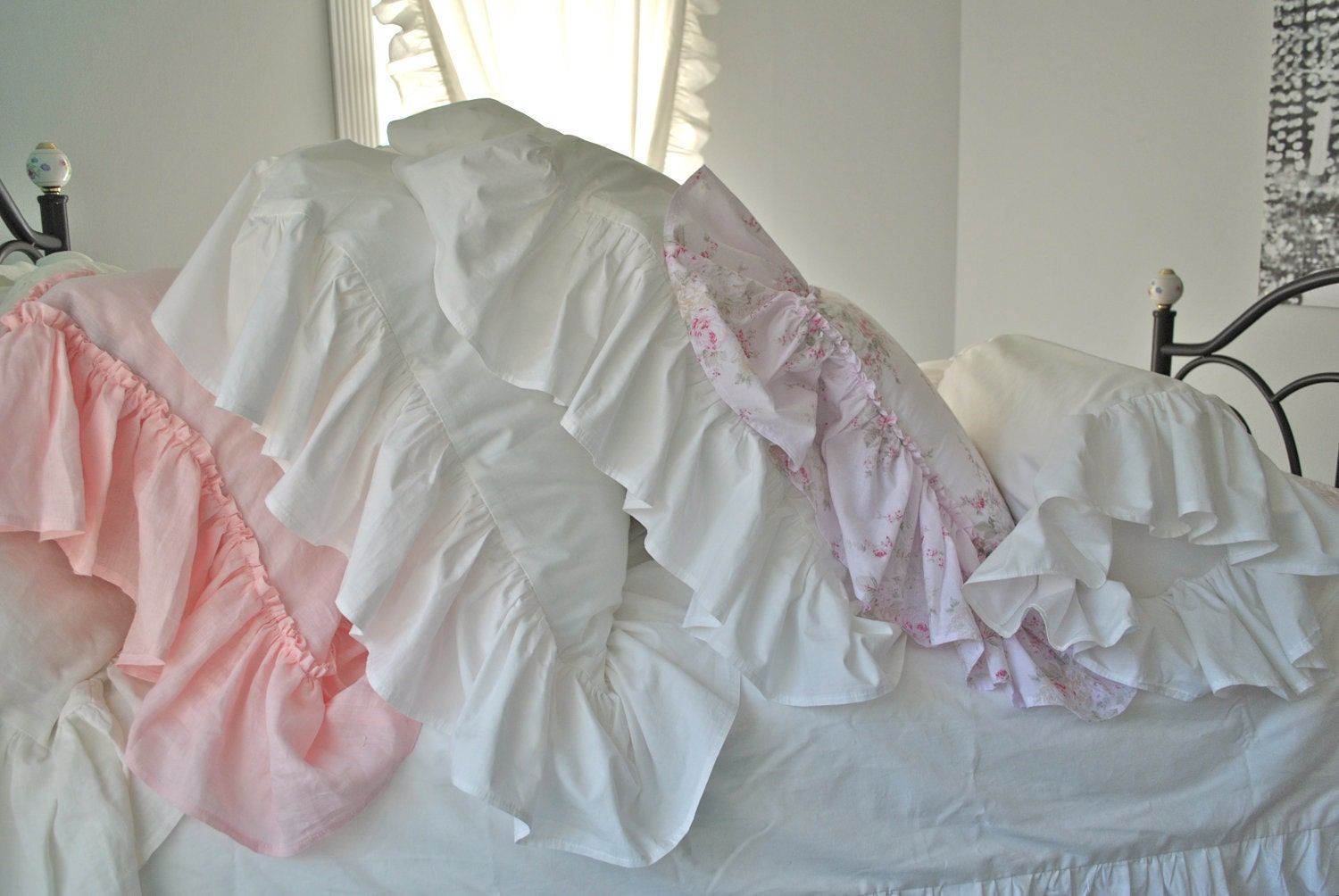 Large Floppy Ruffle Cotton Euro Pillow Case