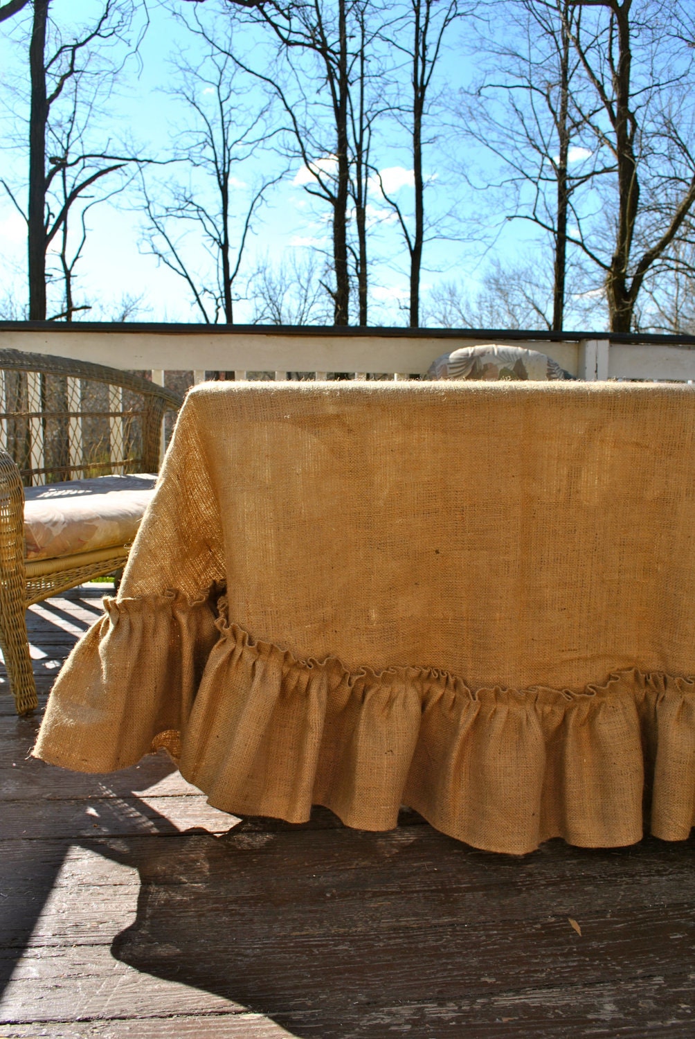 Burlap Ruffle Edge Tablecloth by PaulaAndErika on Etsy