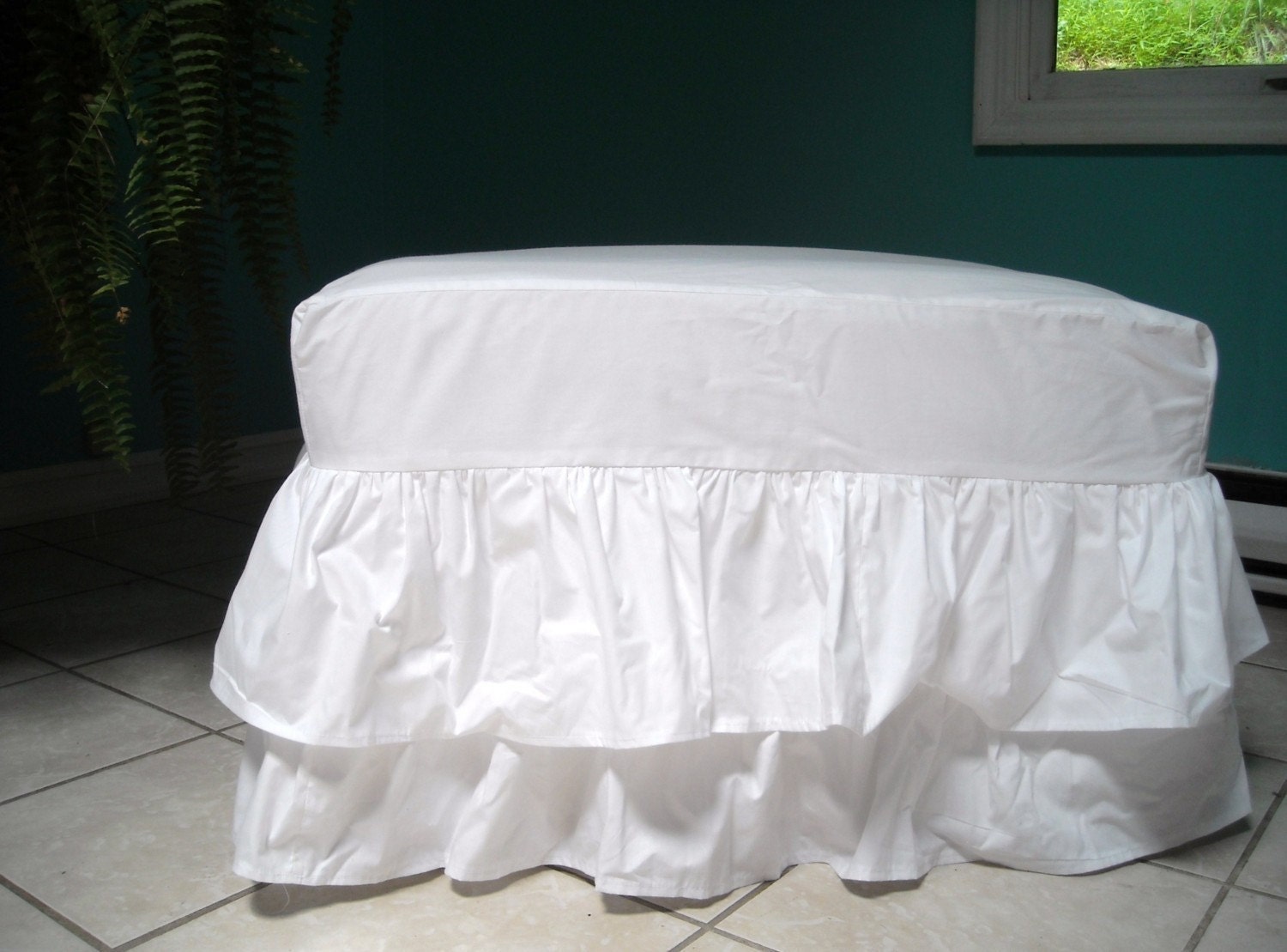 Ottoman Ruffled Slipcover