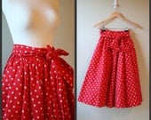 Vintage 1960 Red and white polke dot full swing skirt