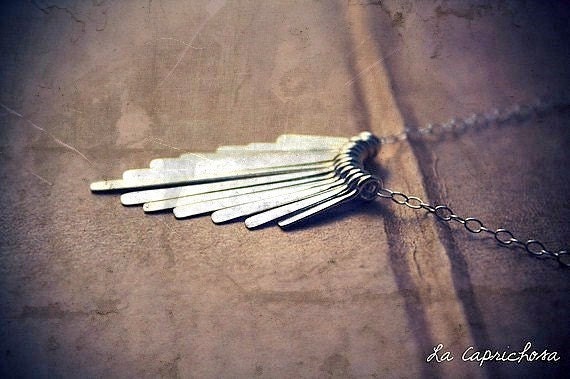 Delicate Dainty Silver Necklace / Fringe Bohemian Necklace / Silver Jewelry / Modern Minimal Jewelry