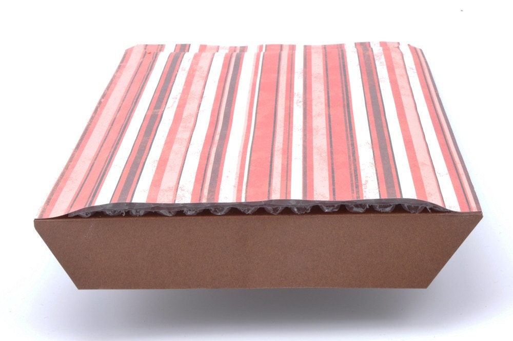 Decorative Bubble Mailer/Padded Envelope/Gift Wrap--Pink, Brown and White Stripes (6x8 inches inside)