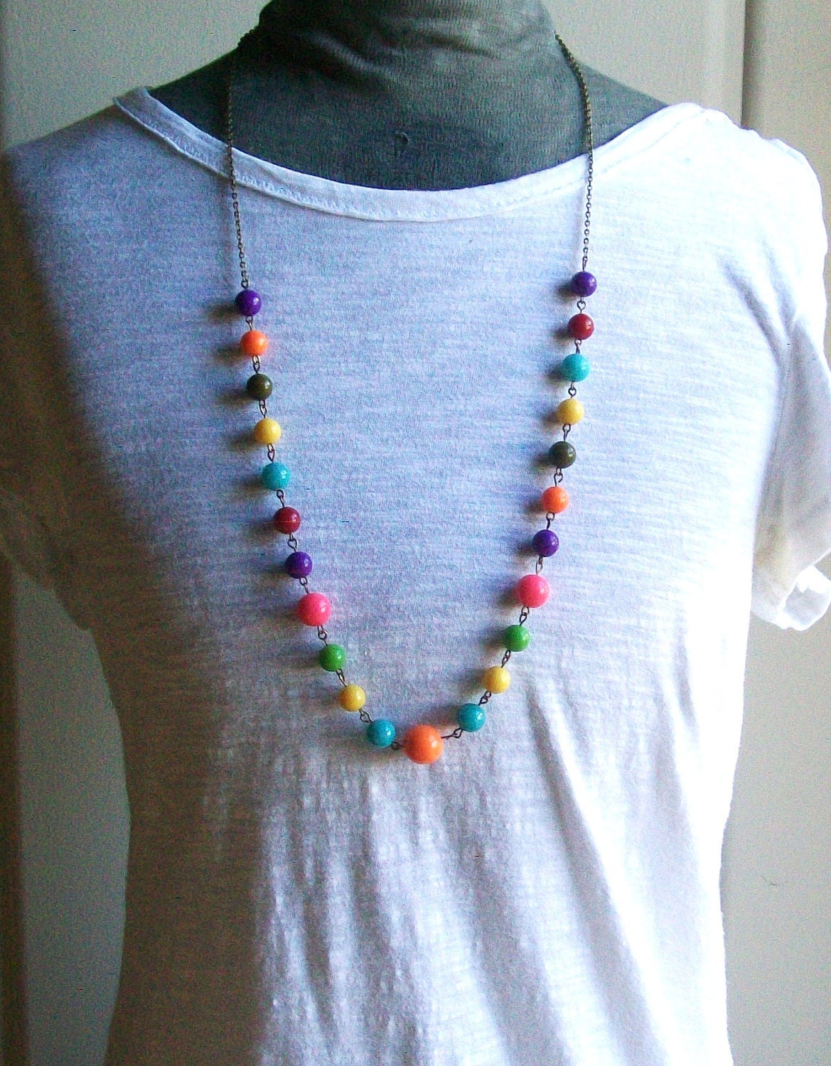 Gumball Necklace. Rainbow Necklace. Long Necklace. Photo Prop. Colorful Beaded Necklace. Statement Necklace