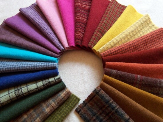 Hand Dyed and Felted Wool Fabric for Applique by ThreeSheepStudio