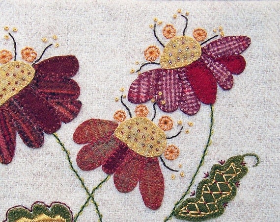 Jacobean Flower Kit / Applique, Embroidery - Your Choice of Pattern