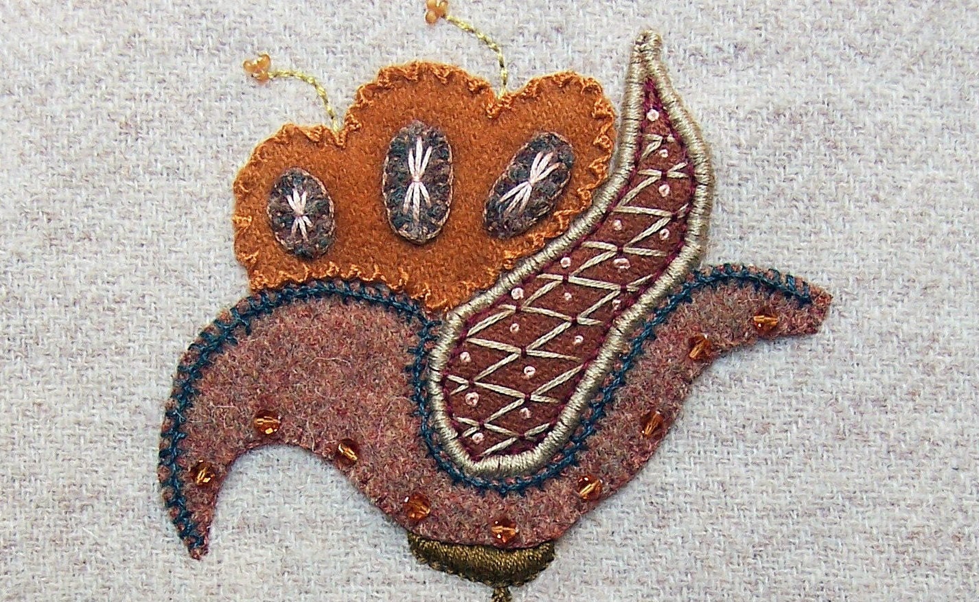 Jacobean Flower Kit / Applique, Embroidery - Your Choice of Pattern