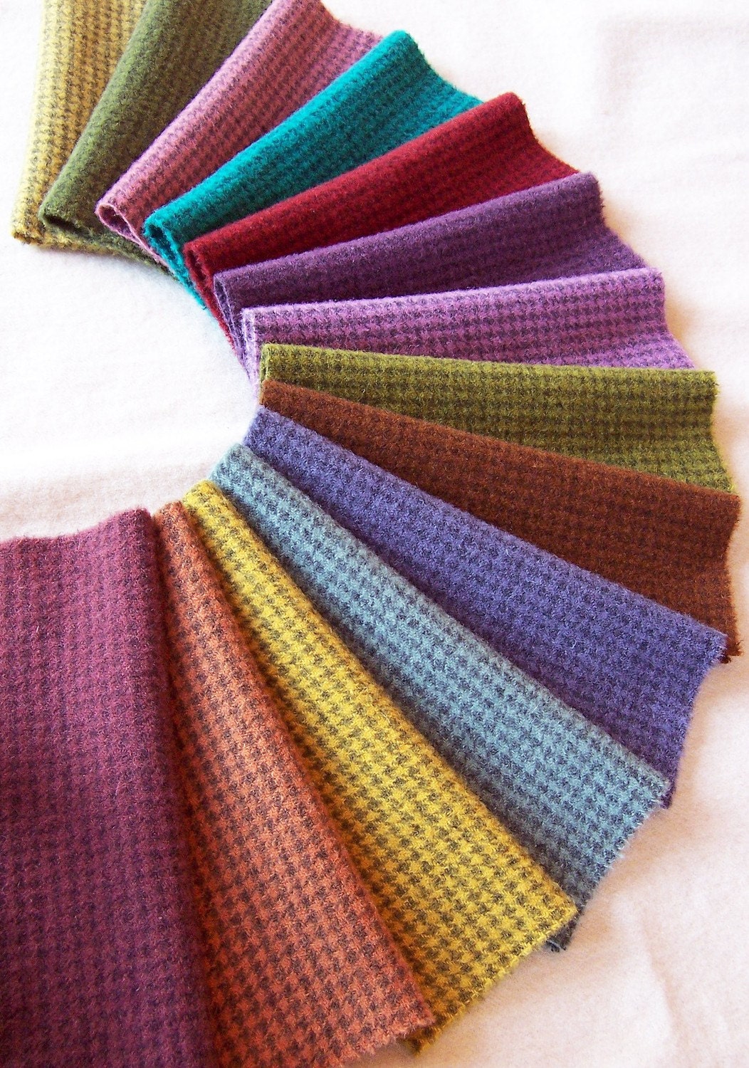 Hand Dyed and Felted Houndstooth Wool Fabric / W301