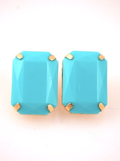 Turq Rectangular Earrings