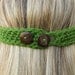 Sapphire Blue Bow Headband with Natural Vegan Coconut Shell Buttons - Adjustable