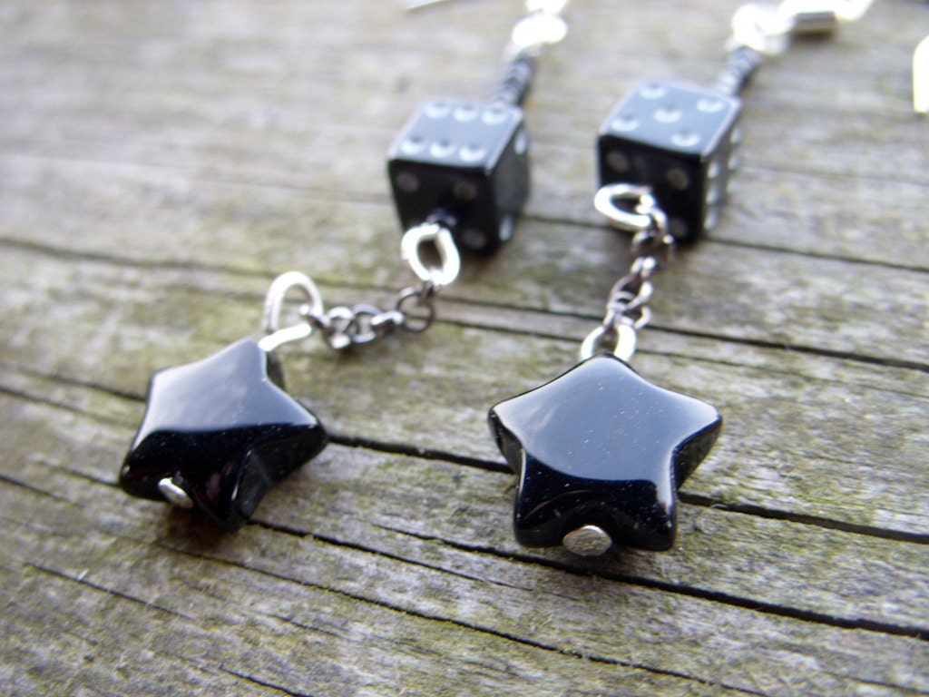 black dice earrings small dices die dice jewelry stars perfect gift for her gamer girl geeky geekery geek nerd sweet cute