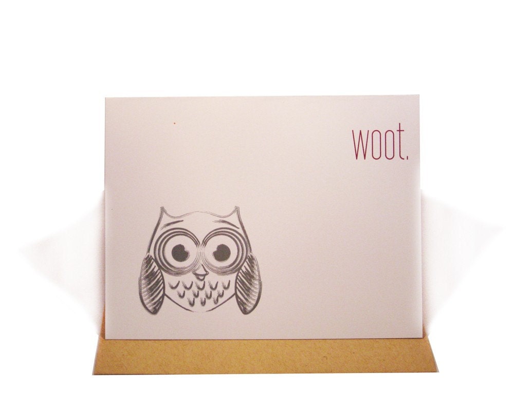 WOOT Owl Modern Funny Greeting Card