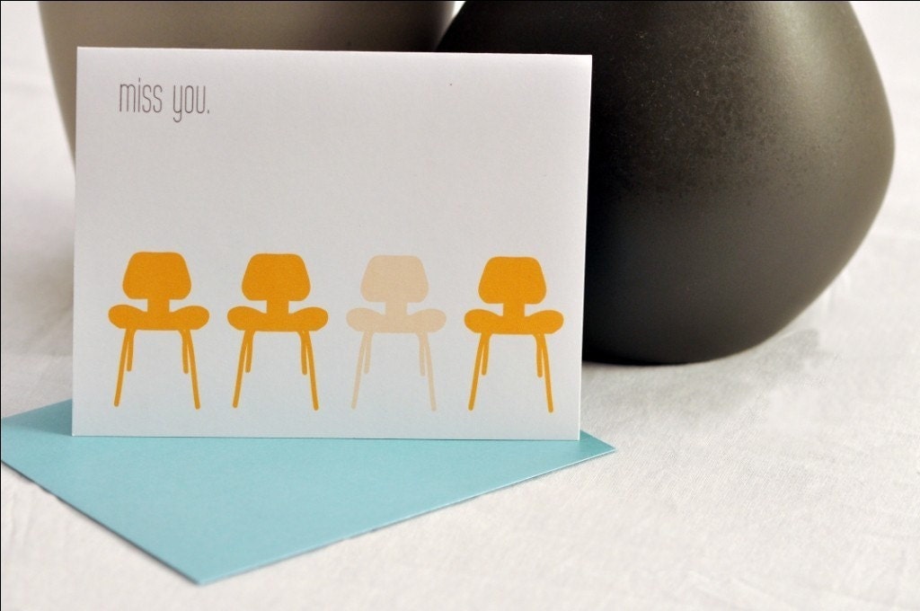 Miss You Midcentury Modern Greeting Card