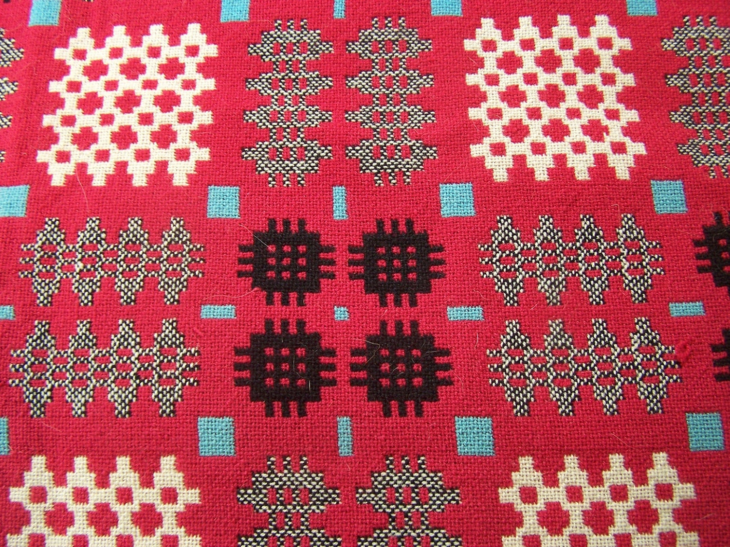 Welsh Blanket Wool Double Woven Caernarfon Designe Tapestry Vintage