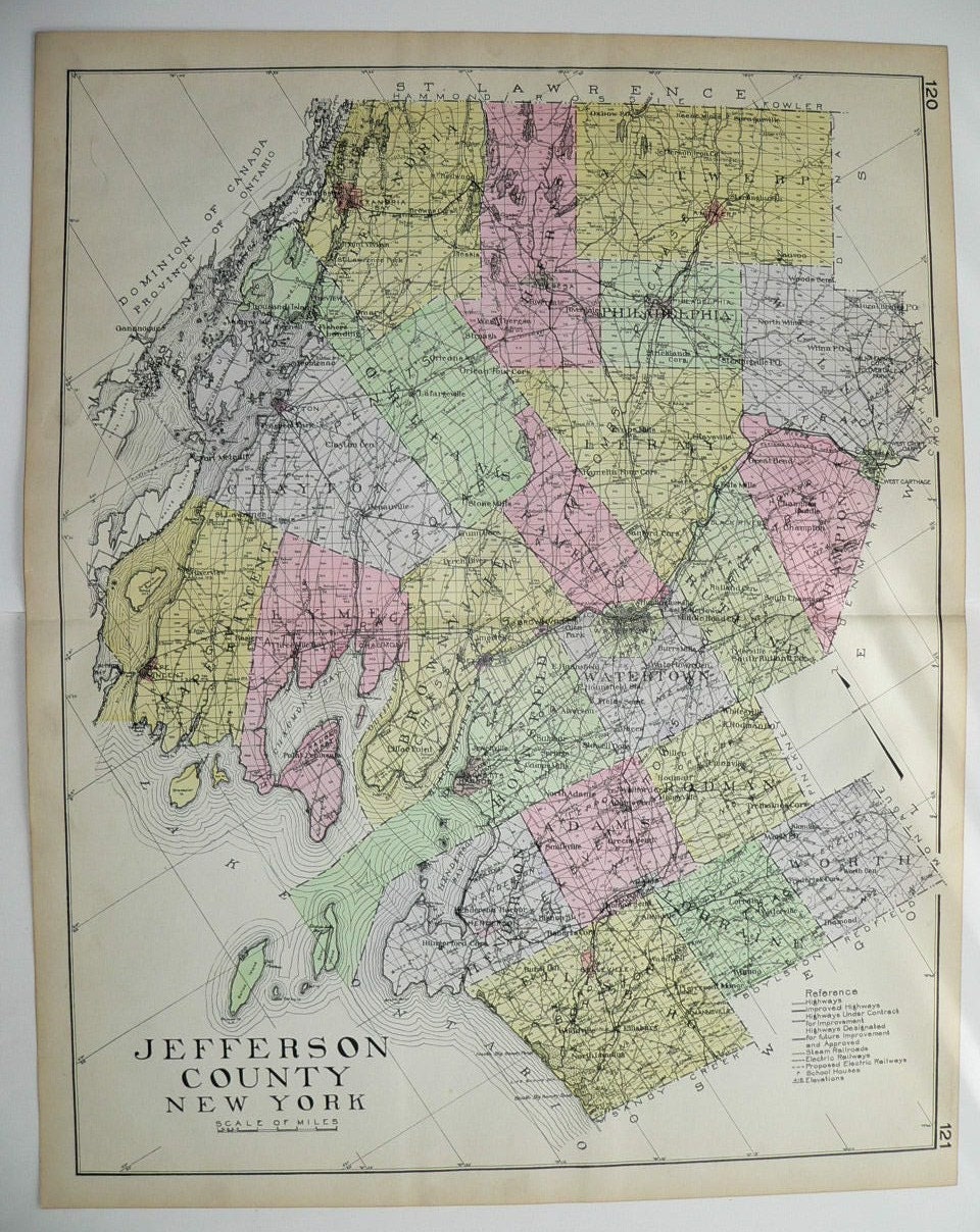 Jefferson County New York Ny Large 1912 By Oldmapsandprints