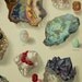 Precious Stones Gems  Antique 1904 Color Chromolithograph Print Diamond Saphire Ruby Opal Emerald Topaz Turquoise Amethyst Cats Eye