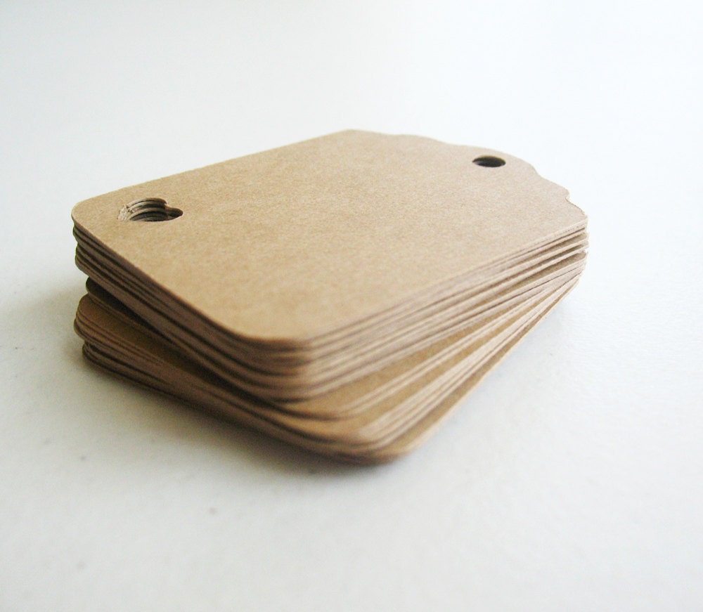 50 Rectangle Tag with Heart 1 1/2 wide x 2 long In Non-textured or Textured Cardstock paper