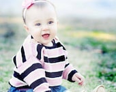 Baby Sweater, Girls, Hand Knit -- MADISON STREET -- Pink and Brown Striped -- Perfect for Spring Baby Showers -- Childrens Clothing