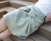 One piece -  Green Mint  Linen Skirt  "Hug"