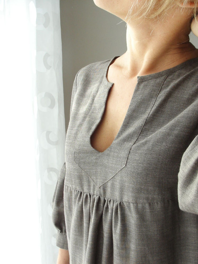Dress or Tunic - My Garden - Taupe Brown color