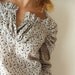 Cream and Blue Paisley Cashemir - Blouse Shirred Size M