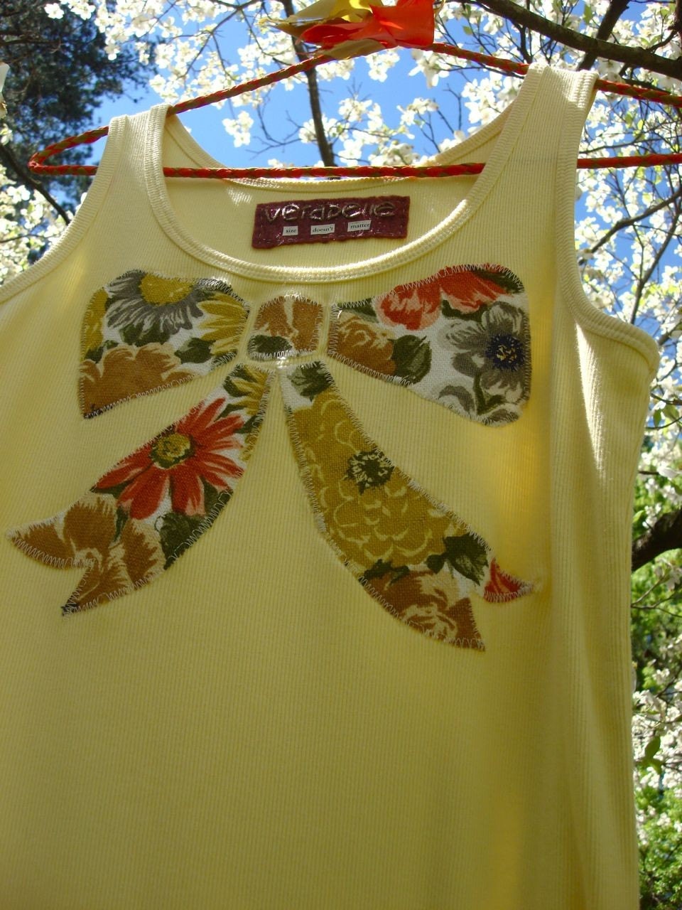 SALE Tank in Butter Yellow Bow Floral