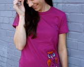Owl Tshirt, printed on American Apparel