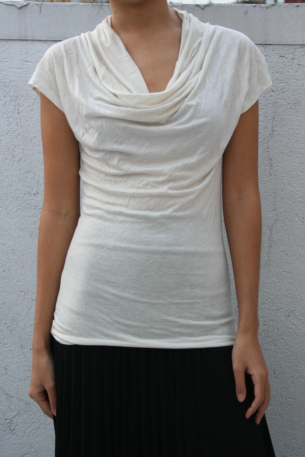 Classic Chic Cowl Neck Jersey Blouse - SARA