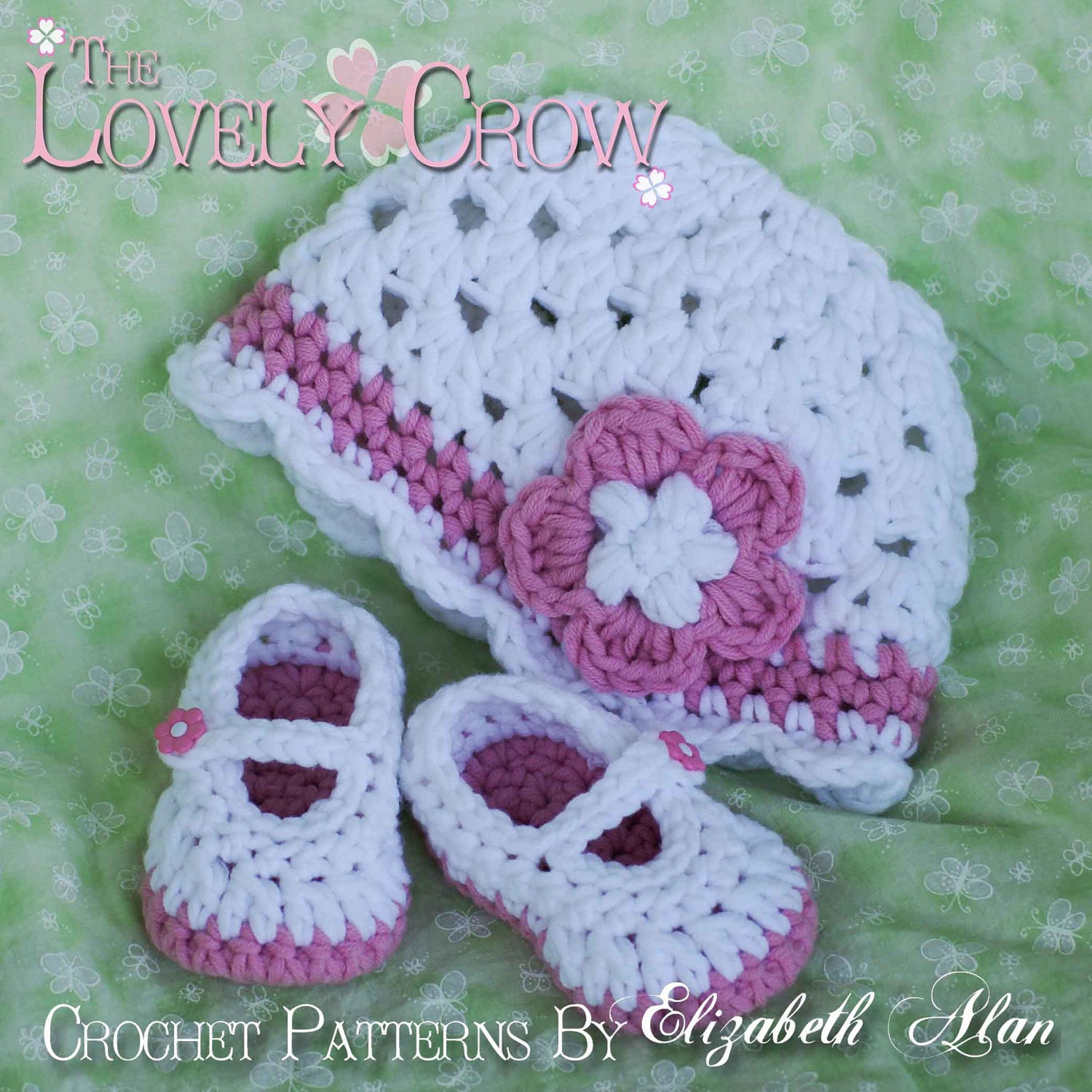Chunky Yarn Crochet Pattern for Bullky Baby Button Maryjanes, and Bulky Princess Flower Beanie Hat digital