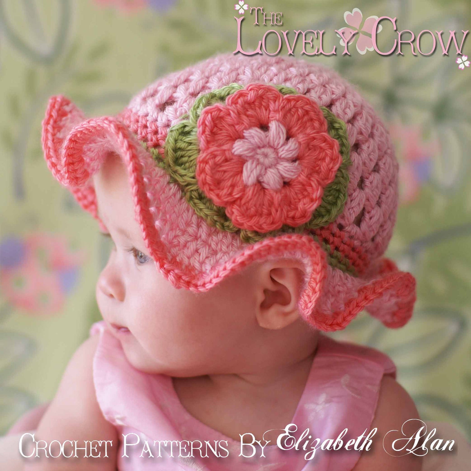 Baby Girl Sun Hat Crochet Pattern for Teaparty Hat - sizes from newborn to 4T digital