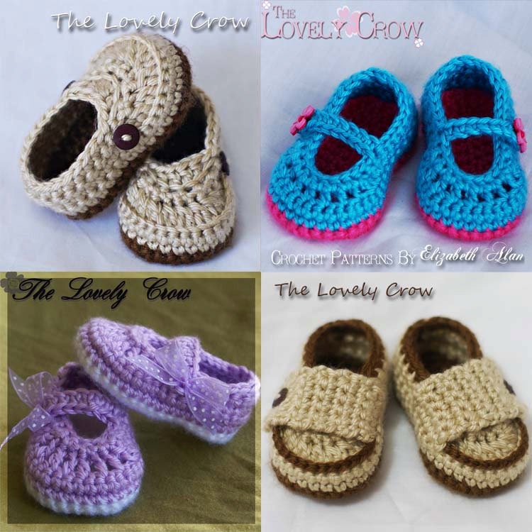 4 Pattern Package, 4 Booties Crochet Patterns digital