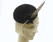 Black Pillbox Hat - 1940s Style Cocktail Hat